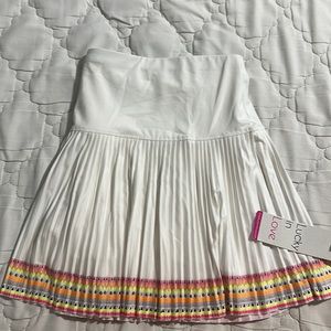 Lucky in Love White Skirt with Multicolor Trim